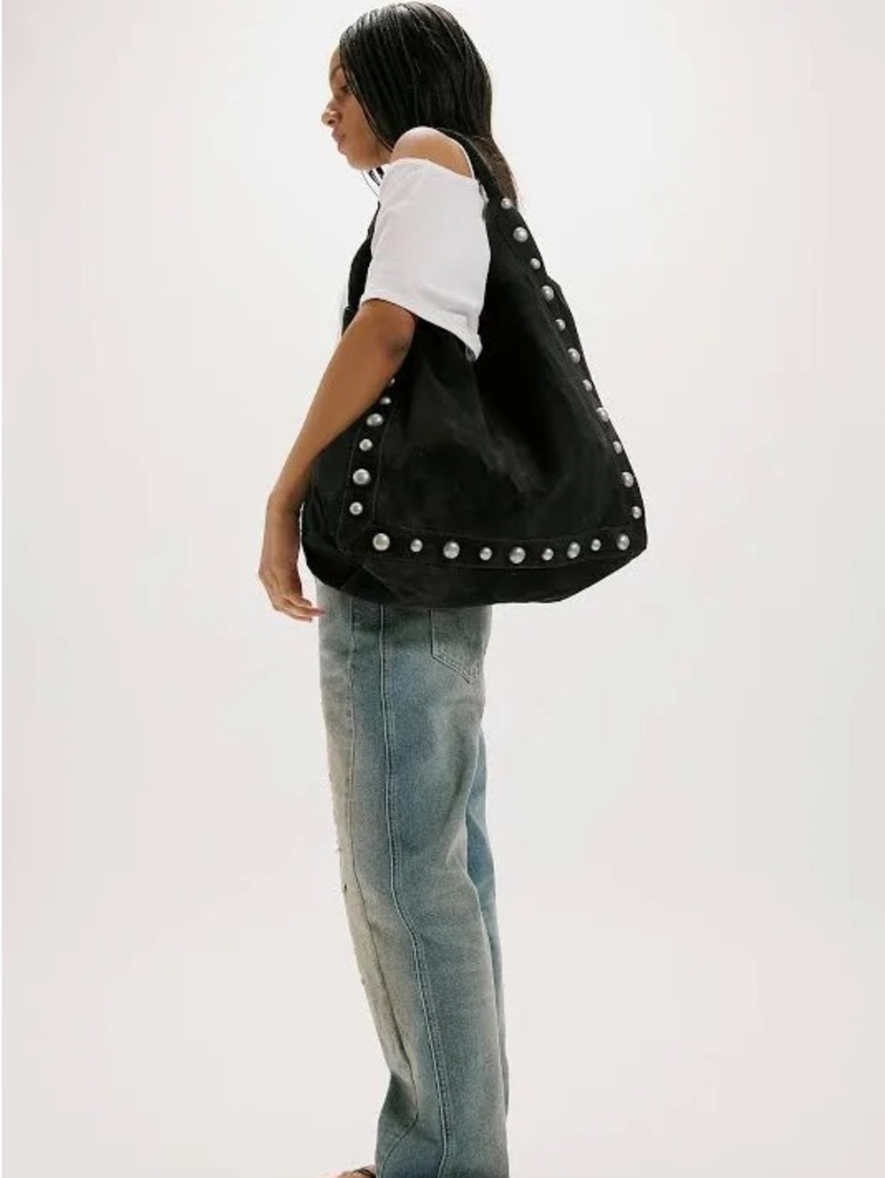 NWT FREE PEOPLE See You Soon Studded Tote | Bitter Bark/Brown MSRP $198 CURRENT - Picture 5 of 12